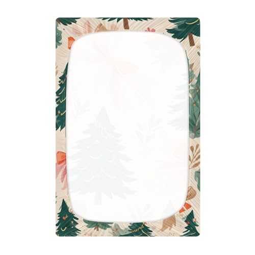 Hezely Medium Crib Sheet Set 1 Pack - 100% Cotton Fitted Crib & Toddler Mattress (Christmas Tree Bow)