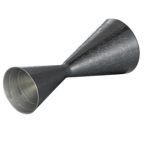 Cocktail Geek Gunmetal Black Spirit Double Cocktail Jigger with Etched Pattern