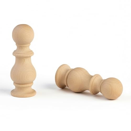 Unfinished Wooden Bed Post Finials, 6.7-inch Decorative Wood Toppers (2 Pack)