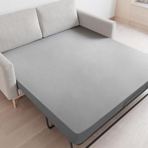 Sofa Bed Queen Fitted Sheet 60" x 74", Jersey Knit Stretchable Gray Cover
