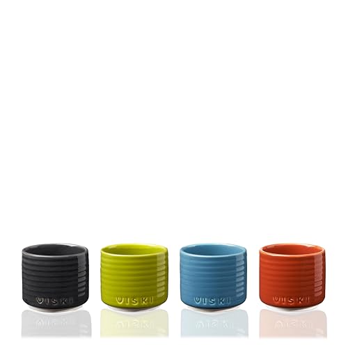 Viski Ceramic Soju Cups Set of 4 – 4 oz Colorful Modern Drinkware