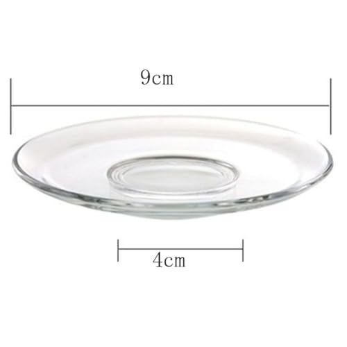 Luzen 2-Pack 90mm Glass Teacup Saucer Plate Set for Coffee, Tea, Desserts