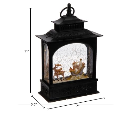 RAZ Imports 11-Inch Lighted Reindeer and Animal Water Snow Globe Lantern with Timer