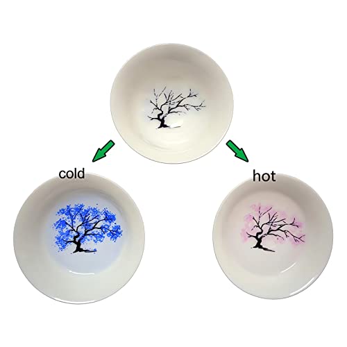 Webahow Magic Sakura Cherry Blossom Sake Cup - Color Changing Ceramic Cold & Hot Tea & Wine Glass, Japanese Blooming Sake Cup Set, Sakura- Cold＆Hot