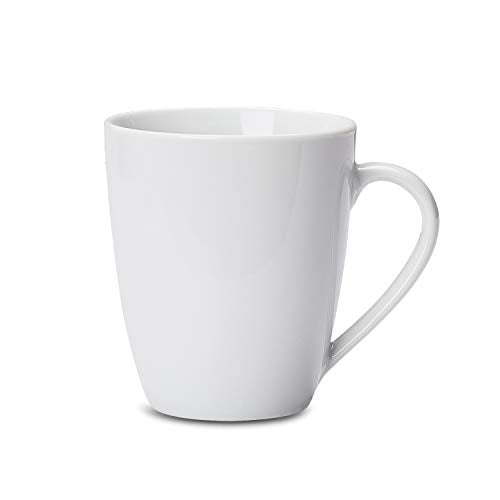 Porcelain Coffee Mugs Set - 12 oz Microwave & Oven Safe White Cups