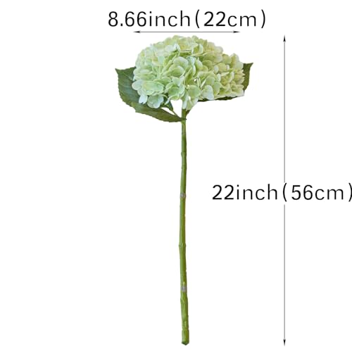 Real Touch Artificial Hydrangea Flowers 3-Pack - 22 Inch, Light Green