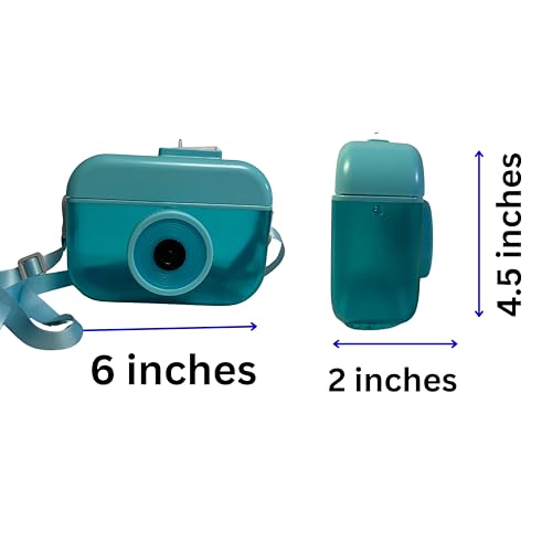 Camera and Popsicle Shaped Water Bottle Set with Strap and Straw, 13.5 oz