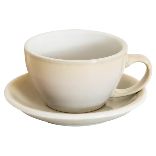 Loveramics Ivory Ceramic 10 oz Coffee Cup with Saucer - Latte Art Mug Set