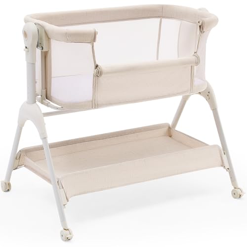 3-in-1 Bedside Sleeper Rocking Bassinet with Mesh Sides & Mattress
