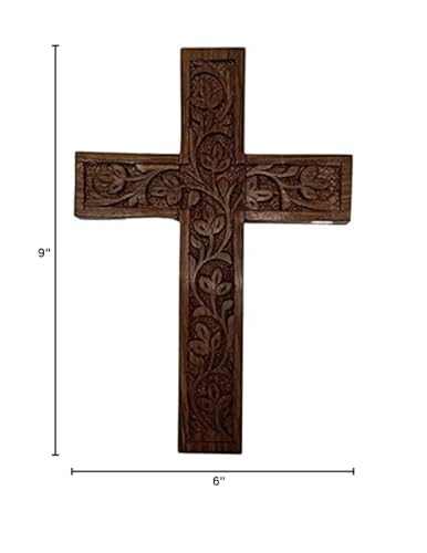 Wooden Wall Cross Crucifix - 6-Inch Rosewood Catholic Wall Decor