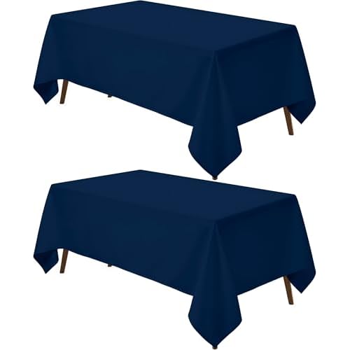 Utopia Kitchen Rectangle Table Cloth 2 Pack(60x102 Inches, Navy Blue), Tablecloth Machine Washable, Polyester Table Cover for Dining, Buffet Parties, Picnics, Events, Weddings and Restaurants