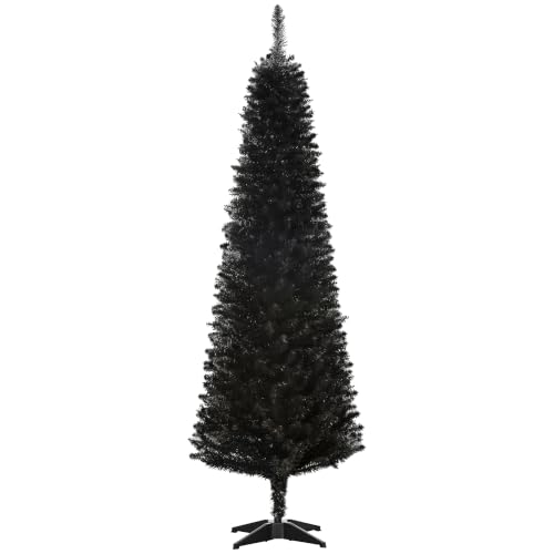 HOMCOM 6ft Artificial Pencil Christmas Tree with 390 Tips, Black