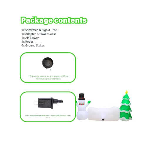 PTS 10ft Inflatable Christmas Snowman with Tree, LED Lights - Outdoor Yard Decor