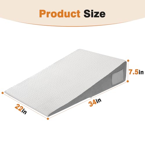 Vekkia 34" Extra-Long Bed Wedge Pillow for Acid Reflux & Back Support