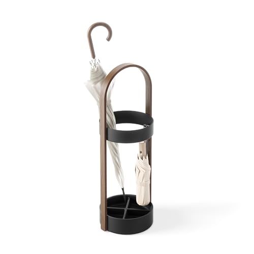 Modern Umbrella Stand with Wood Handle, 27-Inch Space-Saving Entryway Storage