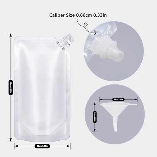 8oz Reusable Leak-Proof Plastic Drink Pouches 40 Pack with Funnels - BPA-Free Travel Juice Bags