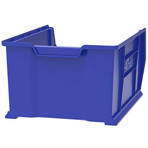 Akro-Mils 30288 Super-Size AkroBins Plastic Storage Bins, Space-Saving Stackable Bins for Garage, Classroom, Warehouse Organization, 24" L x 16" W x 11" H, Blue, 1-Pack
