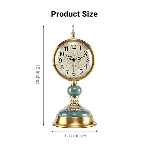 6-Inch Vintage Mantel Clock, Antique Retro Desk Clock with Silent Quartz
