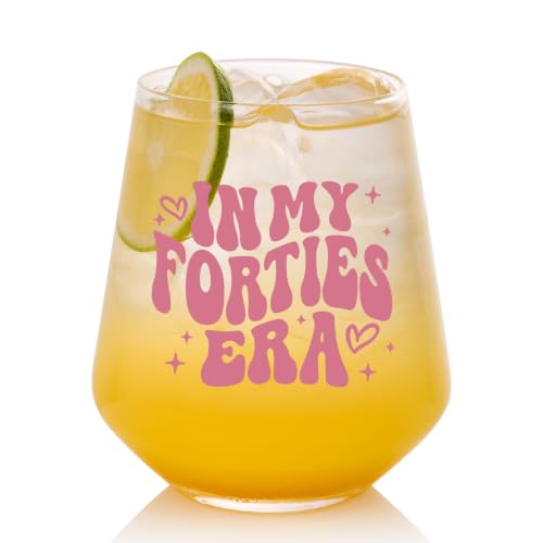 In My Forties Era 18oz Stemless Wine Glass - 40th Birthday Gift for Her