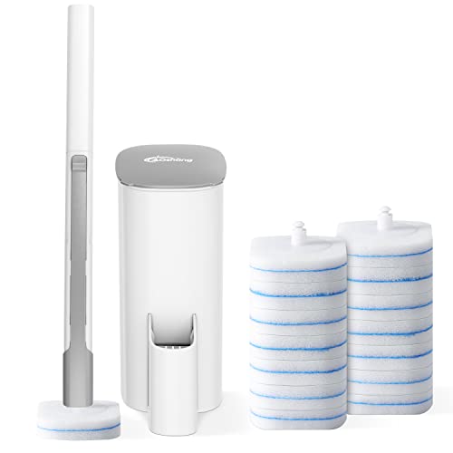 oshang Disposable Toilet Brush with Holder and 14 Refills