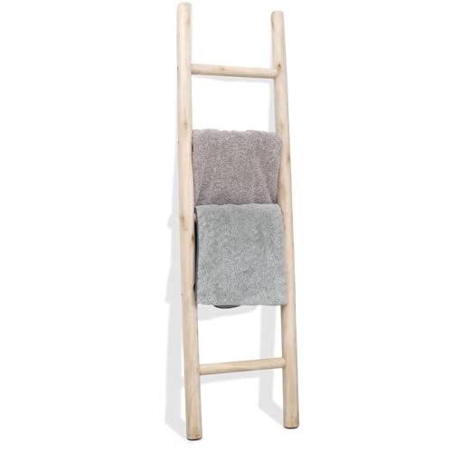 57-Inch Rustic Solid Wood Blanket Ladder for Farmhouse Home Decor