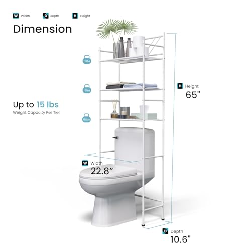 3-Tier Over-the-Toilet Bathroom Storage Cabinet, Freestanding Steel Organizer
