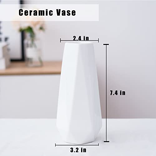 Minimalist Ceramic Flower Vase - 7.4 Inch Modern White Table Decor