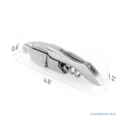 CARBON-E6 1-Pack Stainless Waiter's Corkscrew Wine Opener - Portable & Multi-Function