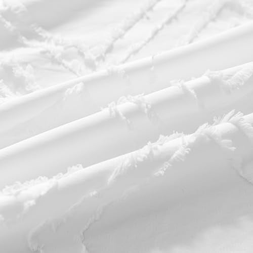 White Tufted Dot Bed Skirt - Twin Size, 18-Inch Drop with Split Corners