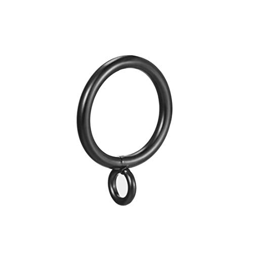 Metal Curtain Rings - 1 Inch Inner Diameter, Black - 24 Pack
