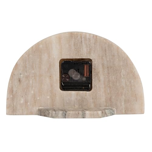 Half Moon Marble Mantel Clock - Beige Modern Table Clock 10-Inch