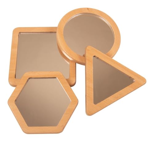 Wooden Shape Mirrors for Kids - Set of 4 Geometric Learning Toys