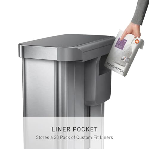 45L Rectangular Step Trash Can with Liner Pocket and Silent Close Lid