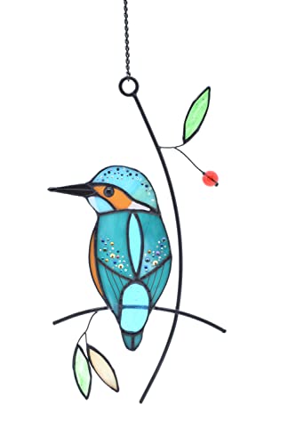 Kingfisher Stained Glass Suncatcher - Bluebird on Branch