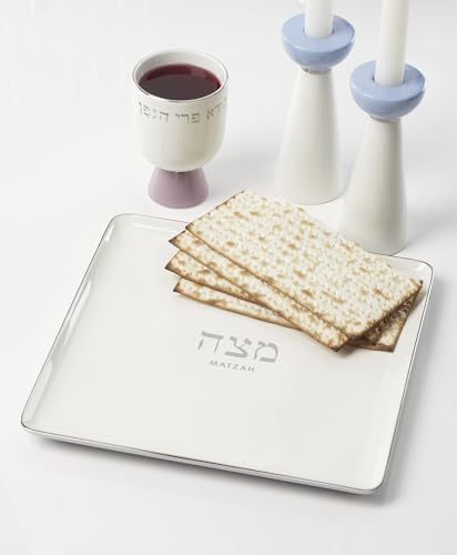 Porcelain Kiddush Cup with Silver Accents, 4.69-Inch Shabbat Goblet