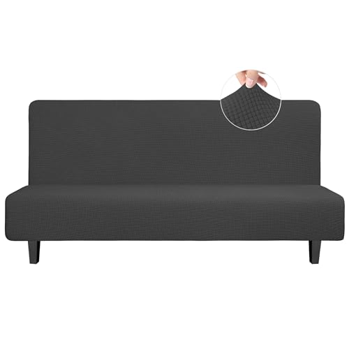 Stretch Armless Futon Slipcover - Soft Jacquard Sofa Bed Protector