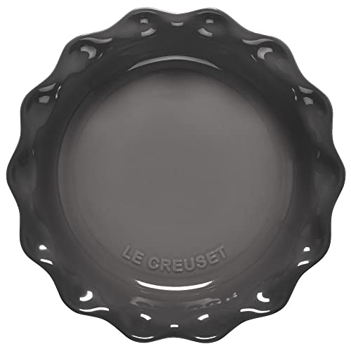 Le Creuset Heritage Fluted 9-Inch Stoneware Pie Dish Oyster - Oven Safe, Easy Clean