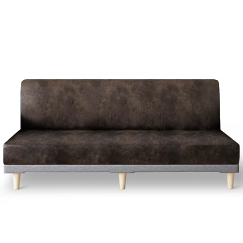 Stretch Futon Slipcover for Armless Sofa Bed - Dark Brown