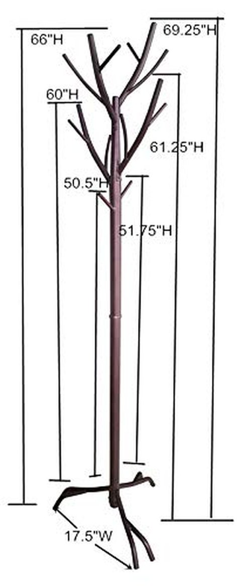 Kings Brand Furniture - Metal Hall Tree Freestanding Coat & Hat Rack with Branches, Bronze