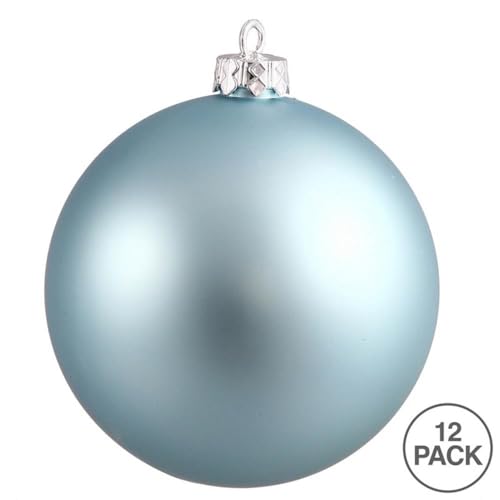 Vickerman Baby Blue Matte Christmas Ornaments - 12 Pack, Shatterproof & UV Resistant