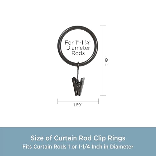 Metal Curtain Rings for 1 to 1.25 Inch Rods - Oil Rubbed Bronze, 14-Pack