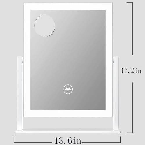 Hollywood Lighted Makeup Mirror with 3 Color Modes & Smart Touch, 17.2x13.6"