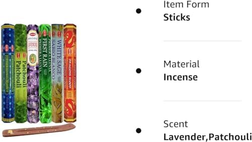 Assorted Incense Sticks Pack of 6 (120 Count) - Aromatherapy & Yoga