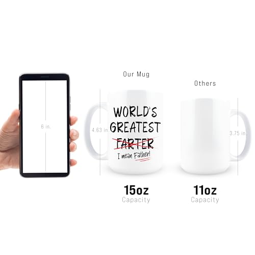 World's Greatest Farter Dad Mug 15oz - Funny Father's Day Coffee Cup, Gag Gift