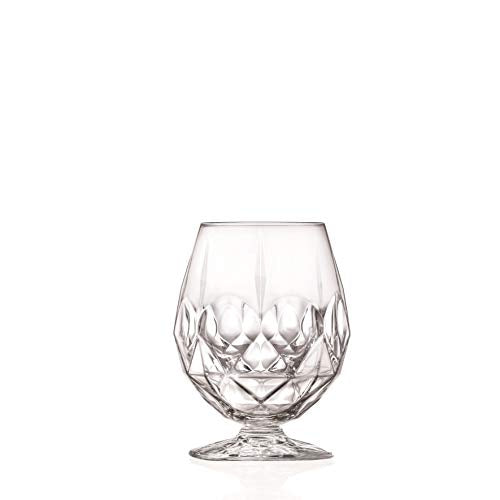 Set of 6 European Crystal Brandy Glasses - Stemless Snifter for Whiskey & Spirits