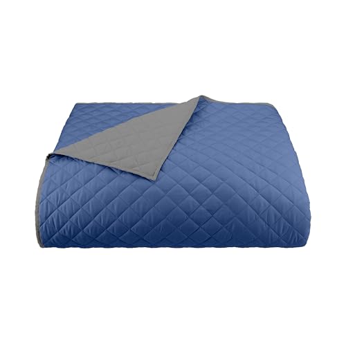 Lightweight Reversible Coverlet for Full Queen Bed - Ceil Blue/Grey