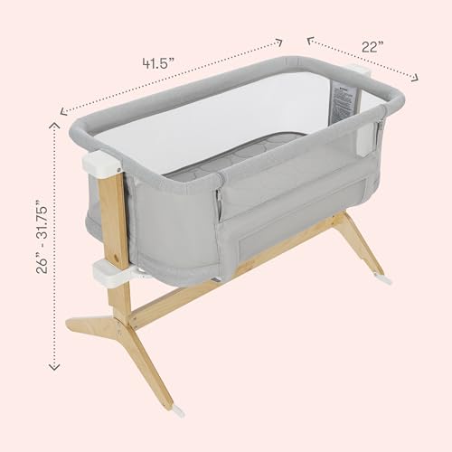 Breathable Baby Bassinet & Bedside Sleeper - Adjustable Height, Washable Mesh