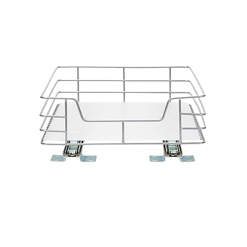 Household Essentials Sliding Pantry Organizer,4.92" H x 12.01" W x 15.94" D,Perfect Kitchen Organization Solution, Durable Powder-Coated Steel Frame,Easy to Install, Mounting Hardware Included,Nickel