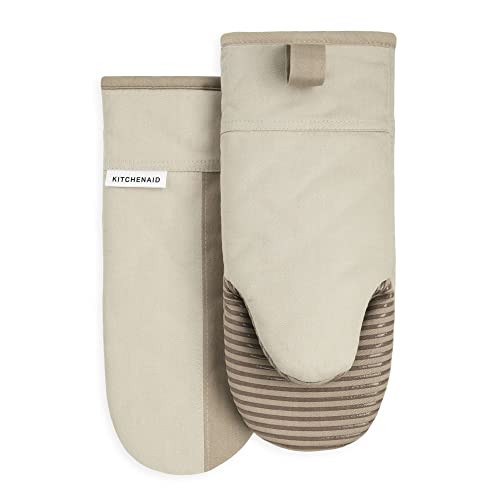 Two-Tone Heat-Resistant Cotton Oven Mitt Set, Non-Slip Silicone, 5.75x13