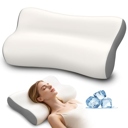 Polovo Cervical Ergonomic Memory Foam Neck Pillow for Pain Relief & Cooling